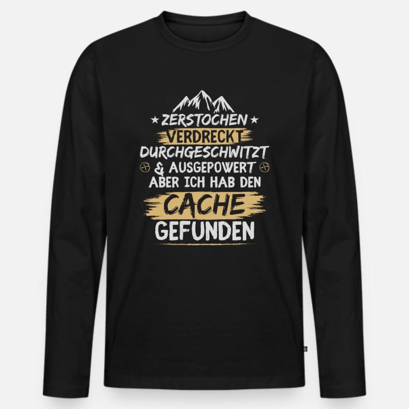 Zerstochen verdreckt durchgeschwitzt - Männer Premium Bio Langarmshirt - Schwarz