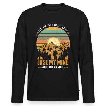 Et dans la forêt | Cadeau de randonnée randonneur - T-shirt manches longues Premium bio Homme - noir - Devant - Nico (187cm)