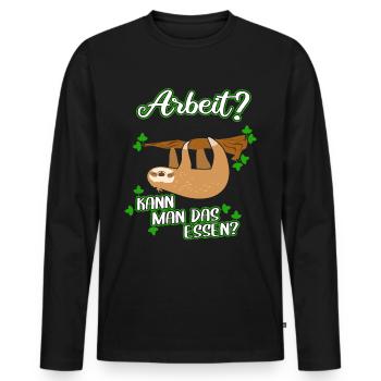 Work you can eat it - sloth loafers - Men's Premium Organic Long Sleeve Shirt - black - Front - Nico (187cm)