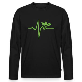 Cadeau Vegan Heartbeat Vegan Veganism - T-shirt manches longues Premium bio Homme - noir - Devant - Nico (187cm)