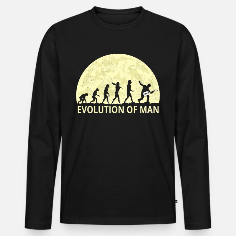 Evolution of man Rock n Roll Hardrock Fan Geschenk - Männer Premium Bio Langarmshirt - Schwarz