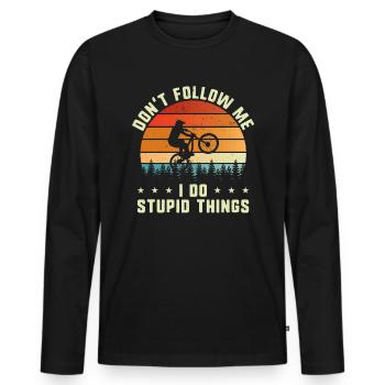 Ne me suivez pas | Idée cadeau VTT VTT - T-shirt manches longues Premium bio Homme - noir - Devant - Nico (187cm)
