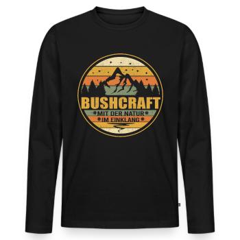 Bushcraft mit der Natur im Einklang - Survival - Männer Premium Bio Langarmshirt - Schwarz - Vorne - Nico (187cm)