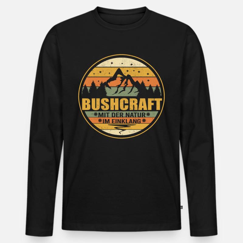 Bushcraft mit der Natur im Einklang - Survival - Männer Premium Bio Langarmshirt - Schwarz