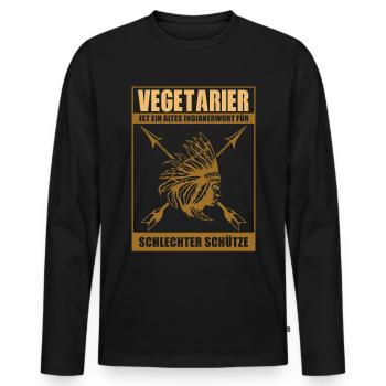 Vegetarian is an old Indian word - Anti Vegan - Men's Premium Organic Long Sleeve Shirt - black - Front - Nico (187cm)
