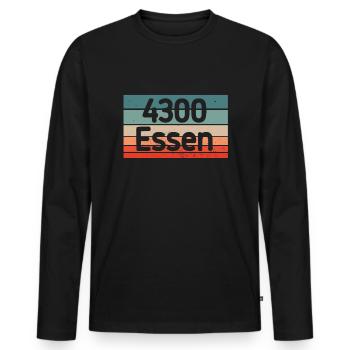 4300 Essen Stadt alte PLZ Vintage Retro Geschenk - Männer Premium Bio Langarmshirt - Schwarz - Vorne - Nico (187cm)
