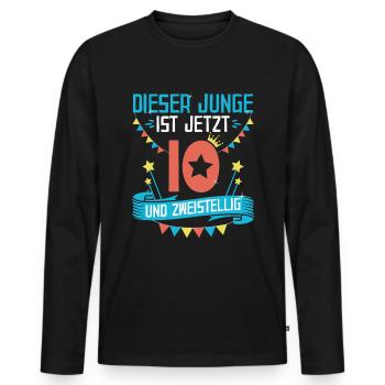 10 Geburtstag Geschenk Jungs | 10 Jahre - Männer Premium Bio Langarmshirt - Schwarz - Vorne - Nico (187cm)