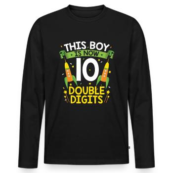 10 Geburtstag Jungs 10 Jahre Geschenk - Männer Premium Bio Langarmshirt - Schwarz - Vorne - Nico (187cm)