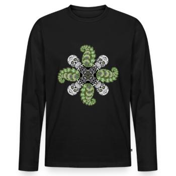 Sugar Skull Skull Vintage Halloween Design - T-shirt manches longues Premium bio Homme - noir - Devant - Nico (187cm)