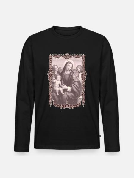 Hl.-Maria mit Jesuskind - Männer Premium Bio Langarmshirt - Schwarz