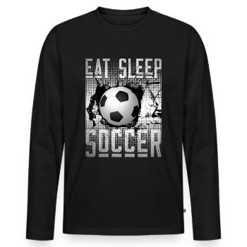 Eat-Sleep-Soccer - Men's Premium Organic Long Sleeve Shirt - black - Front - Nico (187cm)