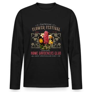 Jugendstil, Vintage-Design mit Hyazinthe um 1900 - Männer Premium Bio Langarmshirt - Schwarz - Vorne - Nico (187cm)