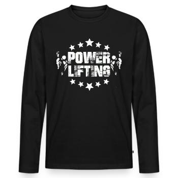Power Lifting Musculation Sport cadeau - T-shirt manches longues Premium bio Homme - noir - Devant - Nico (187cm)