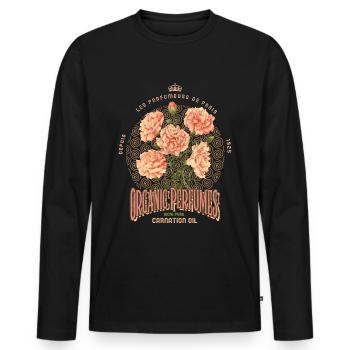 Parfum œillets Affiche vintage, publicité ancienne - T-shirt manches longues Premium bio Homme - noir - Devant - Nico (187cm)