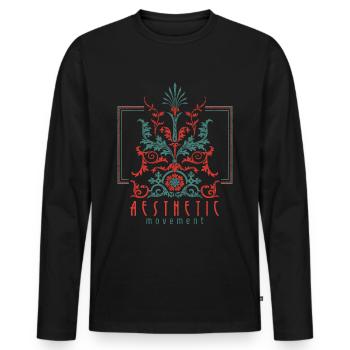 Jugendstil, Arts & Crafts Vintage-1900 - Männer Premium Bio Langarmshirt - Schwarz - Vorne - Nico (187cm)