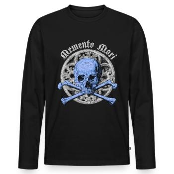 Crâne Totenkopf gothique Memento-Mori Schädel - T-shirt manches longues Premium bio Homme - noir - Devant - Nico (187cm)