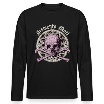 Crâne Totenkopf gothique Memento-Mori Schädel - T-shirt manches longues Premium bio Homme - noir - Devant - Nico (187cm)