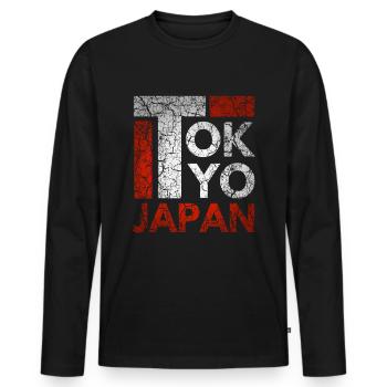 Japan, Tokyo City, Tokyo, Typography - Men's Premium Organic Long Sleeve Shirt - black - Front - Nico (187cm)