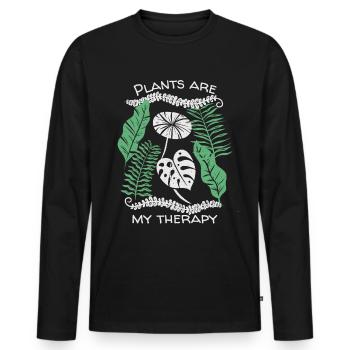 Plant-Therapy, lustiger Spruch, Pflanzen - Männer Premium Bio Langarmshirt - Schwarz - Vorne - Nico (187cm)