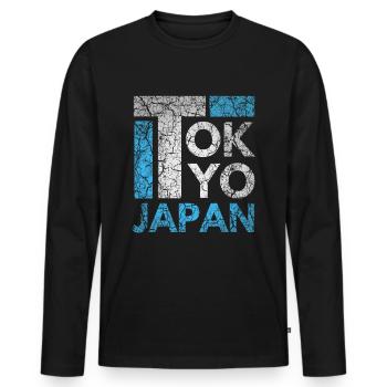 Japan, Tokyo City, Tokyo, Typography - Men's Premium Organic Long Sleeve Shirt - black - Front - Nico (187cm)