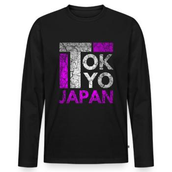 Japan, Tokyo City, Tokyo, Typography - Men's Premium Organic Long Sleeve Shirt - black - Front - Nico (187cm)