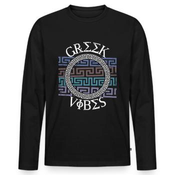 Greek pattern, Greece - Men's Premium Organic Long Sleeve Shirt - black - Front - Nico (187cm)