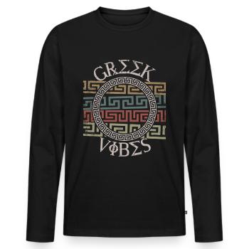 Greek pattern, Greece - Men's Premium Organic Long Sleeve Shirt - black - Front - Nico (187cm)