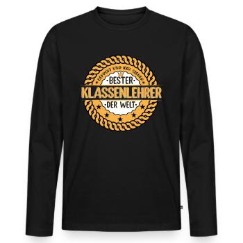 Klassenlehrer Bester der Welt - Männer Premium Bio Langarmshirt - Schwarz - Vorne - Nico (187cm)