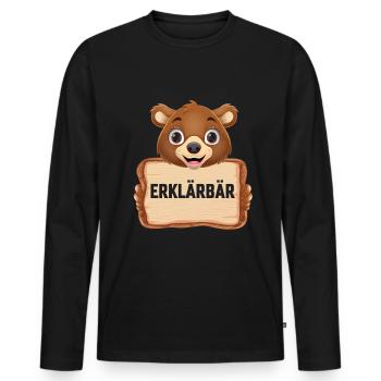 Erklärbär - Männer Premium Bio Langarmshirt - Schwarz - Vorne - Nico (187cm)