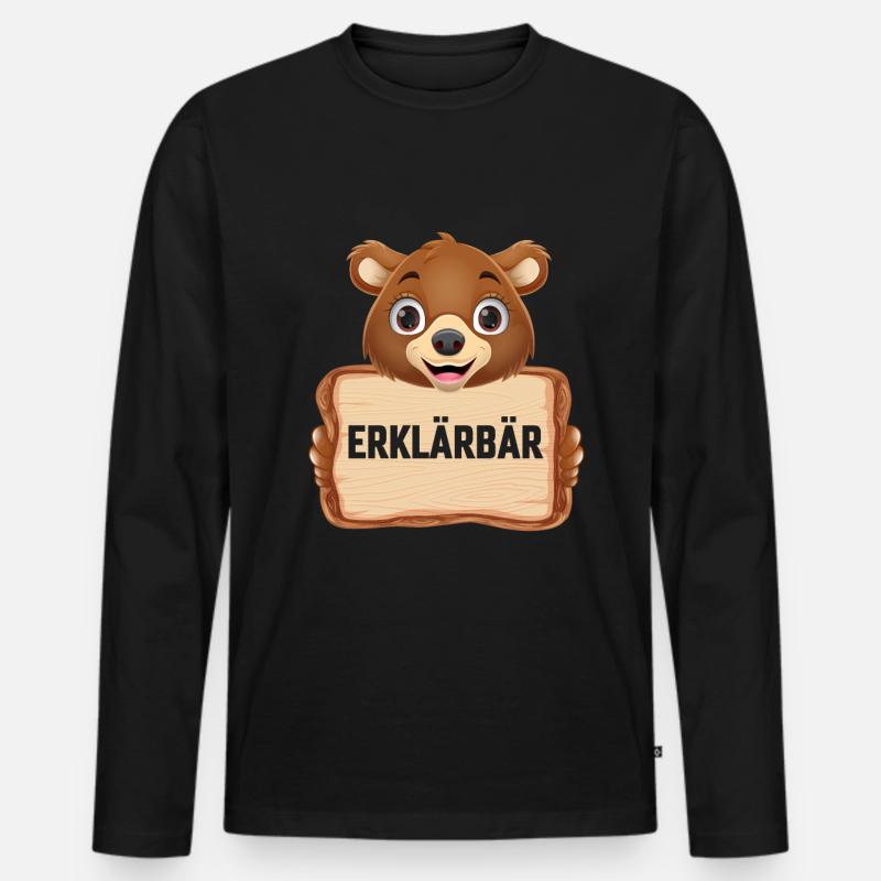 Erklärbär - Männer Premium Bio Langarmshirt - Schwarz