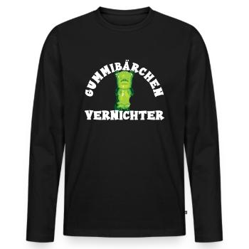 Gummibärchen vernichter - Männer Premium Bio Langarmshirt - Schwarz - Vorne - Nico (187cm)