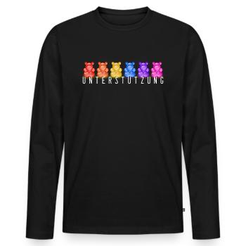Gummibärenbande - Männer Premium Bio Langarmshirt - Schwarz - Vorne - Nico (187cm)