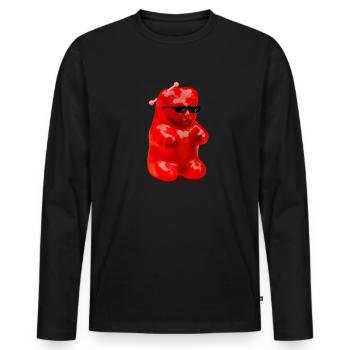 cooler Gummibär mit Sonnenbrille - Männer Premium Bio Langarmshirt - Schwarz - Vorne - Nico (187cm)