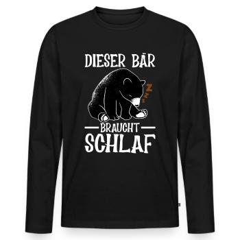 Dieser Bär braucht Schlaf - Männer Premium Bio Langarmshirt - Schwarz - Vorne - Nico (187cm)