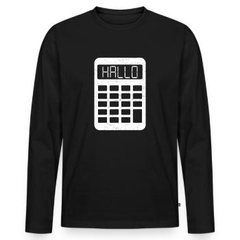 Bonjour Calculatrice - T-shirt manches longues Premium bio Homme - noir - Devant - Nico (187cm)