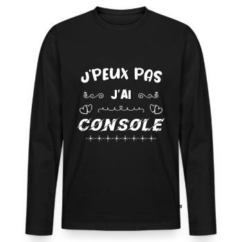 J'peux pas j'ai console - T-shirt manches longues Premium bio Homme - noir - Devant - Nico (187cm)