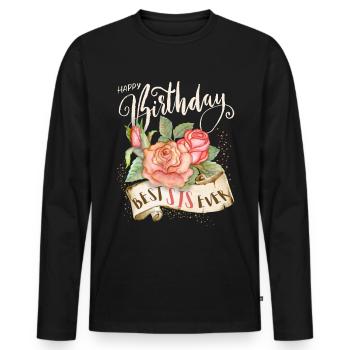 Joyeux anniversaire, Anniversaire Sœur Sœur - T-shirt manches longues Premium bio Homme - noir - Devant - Nico (187cm)