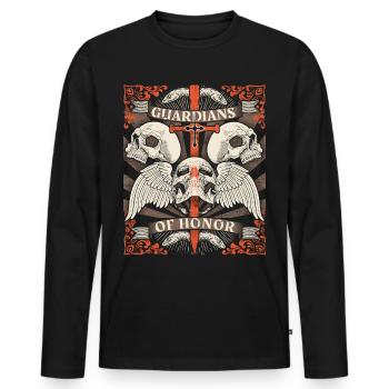 Vintage-Skull Totenkopf Biker-Design mit Schlangen - Männer Premium Bio Langarmshirt - Schwarz - Vorne - Nico (187cm)