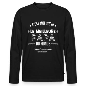 C'est moi qui ai le meilleur papa - T-shirt manches longues Premium bio Homme - noir - Devant - Nico (187cm)