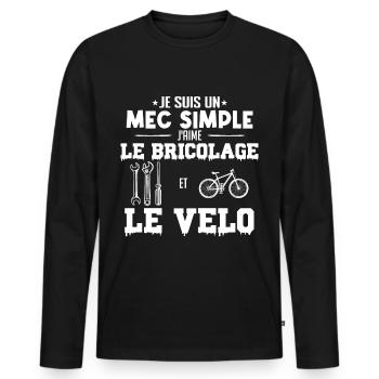 bricolage clé molette et velo mec simple - T-shirt manches longues Premium bio Homme - noir - Devant - Nico (187cm)