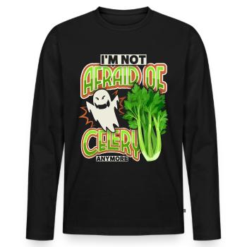 Sellerie, lustiger Spruch I'm-Not-Afraid-Of-Celery - Männer Premium Bio Langarmshirt - Schwarz - Vorne - Nico (187cm)