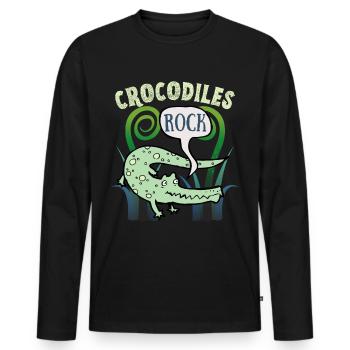 Krokodil-Crocodile, lustiger Spruch, Cartoon-Style - Männer Premium Bio Langarmshirt - Schwarz - Vorne - Nico (187cm)
