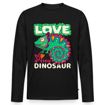 Chameleon, funny saying, little dinosaur - Men's Premium Organic Long Sleeve Shirt - black - Front - Nico (187cm)