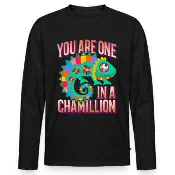 Chameleon funny saying You-Are-One-In-A-Million - Men's Premium Organic Long Sleeve Shirt - black - Front - Nico (187cm)