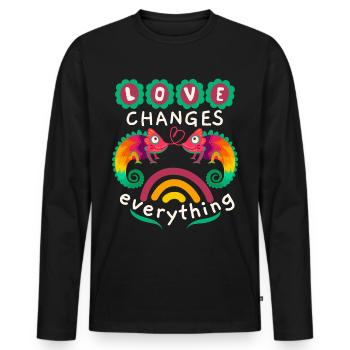 Valentine's Day, chameleon love, funny saying - Men's Premium Organic Long Sleeve Shirt - black - Front - Nico (187cm)