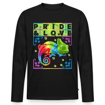 Rainbow Chameleon, LGBT Pride-Rainbow LGBTQ - Men's Premium Organic Long Sleeve Shirt - black - Front - Nico (187cm)