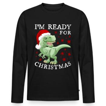 Dinosaurier Weihnachten lustiger Spruch - Männer Premium Bio Langarmshirt - Schwarz - Vorne - Nico (187cm)