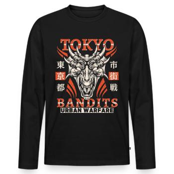 Tokyo, Tokyo Japan, dragon motif, vintage design - Men's Premium Organic Long Sleeve Shirt - black - Front - Nico (187cm)