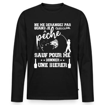 NE ME DÉRANGEZ PAS QUAND JE PÊCHE - T-shirt manches longues Premium bio Homme - noir - Devant - Nico (187cm)