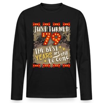 79. Geburtstag 79 Jahre alt Vintage-Design, Spruch - Männer Premium Bio Langarmshirt - Schwarz - Vorne - Nico (187cm)